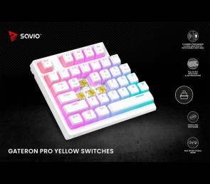 Klawiatura mechaniczna bezprzewodowa SAVIO PHENIX WHITE Gateron Yellow