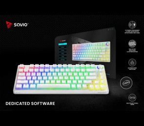 Klawiatura mechaniczna bezprzewodowa SAVIO PHENIX WHITE Gateron Yellow