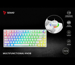 Klawiatura mechaniczna bezprzewodowa SAVIO PHENIX WHITE Gateron Yellow