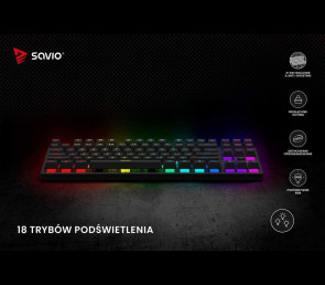 Klawiatura mechaniczna RGB Savio Tempest X2 Outemu Blue wydajna gamingowa