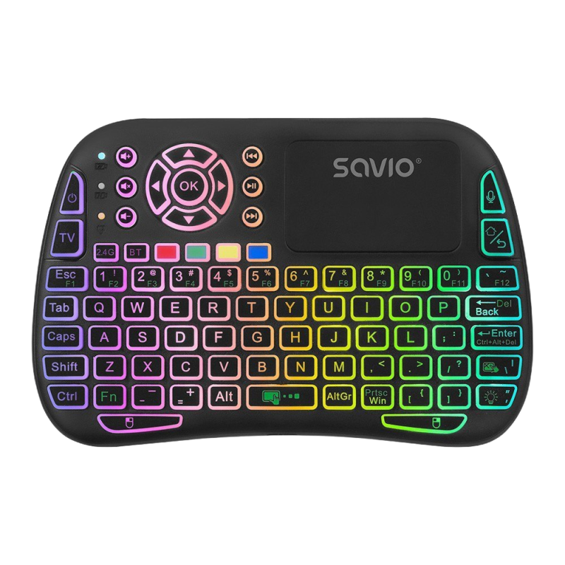 Podświetlana klawiatura bezprzewodowa Savio KW-04 RGB Bluetooth 2.4 GHz Podświetlana klawiatura bezprzewodowa Savio KW-04 RGB Bluetooth 2.4 GHz