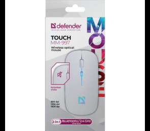 Mysz bezprzewodowa Defender TOUCH MM-997 akumulator ergonomiczna biała