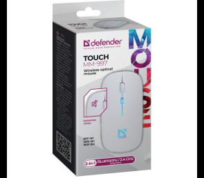 Mysz bezprzewodowa Defender TOUCH MM-997 akumulator ergonomiczna biała