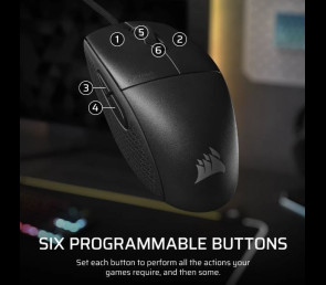 Mysz przewodowa Corsair M55 czarna lekka gamingowa z optycznym czujnikiem 16000 DPI