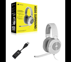 Słuchawki Corsair HS55 Surround Wired Białe dla graczy z Dolby Audio