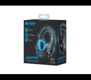 Słuchawki Fury Phantom Gaming nauszne z podświetleniem RGB czarno-niebieskie