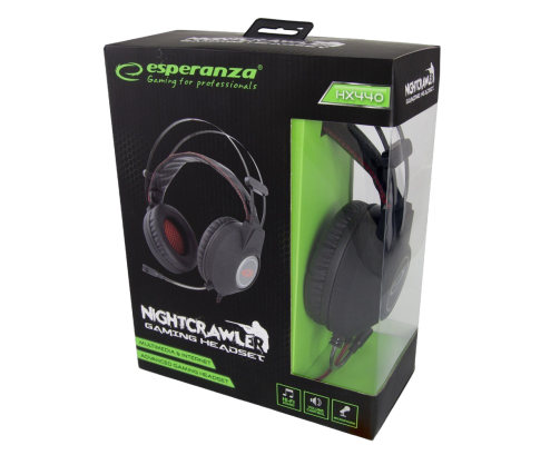 Słuchawki gaming Esperanza Nightcrawler stereo z mikrofonem podświetlane