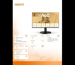 Monitor AOC 24B3CF2 23.8 FHD IPS 100Hz USB-C regulowana wysokość