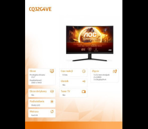 Monitor AOC CQ32G4VE 31.5 zakrzywiony 180Hz QHD szybki VA