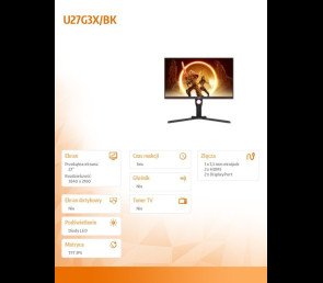 Monitor AOC U27G3X 27 cali 4K 160Hz IPS gamingowy z Pivot
