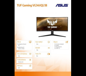 Monitor Asus TUF Gaming VG34VQL1B 34 cale UWQHD 165Hz zakrzywiony