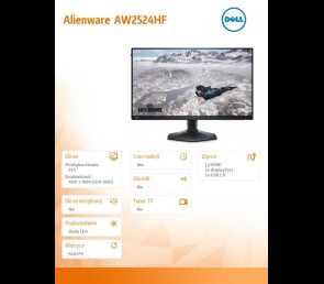 Monitor Dell Alienware AW2524HF 24.5 FHD 500Hz gaming z FreeSync