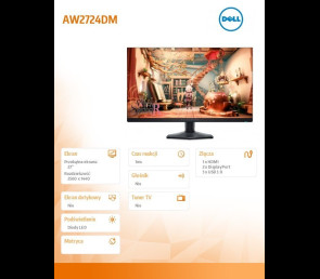 Monitor Dell Alienware AW2724DM 27 QHD LED do gier 180Hz