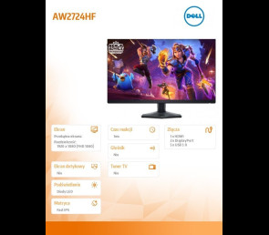 Monitor Dell Alienware AW2724HF 27 cali LED 360Hz FHD dla graczy