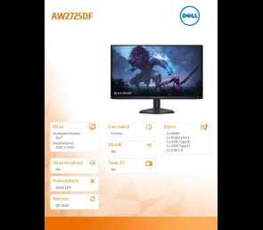Monitor Dell AW2725DF 27 QHD 360Hz QD-OLED idealny do gier