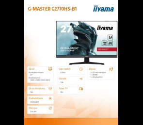 Monitor IIYAMA G-MASTER G2770HS-B1 27 cali IPS FHD 180Hz gaming