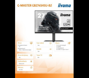 Monitor IIYAMA G-MASTER GB2745HSU-B2 27 cali IPS FHD 100Hz 1ms