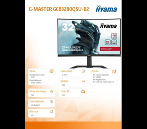 Monitor IIYAMA G-MASTER GCB3280QSU-B2 32 cale VA QHD 180Hz 0.2ms