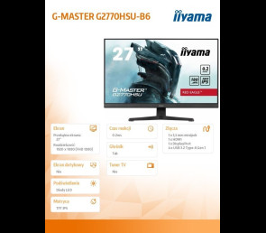 Monitor IIYAMA G2770HSU-B6 27 cali IPS 180Hz 0.2ms FHD z DP HDMI