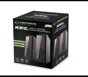 Głośniki Esperanza 2.0 USB LED Rainbow czarne do komputerów
