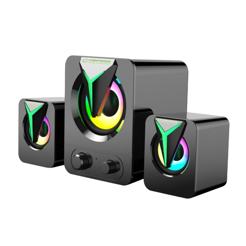 Głośniki Esperanza 2.1 USB Rainbow Soprano z LED RGB do komputera Głośniki Esperanza 2.1 USB Rainbow Soprano z LED RGB do komputera