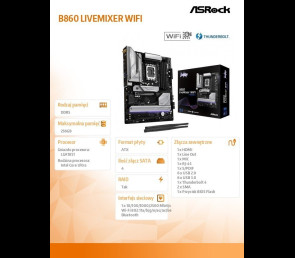ASRock Płyta główna B860 LIVEMIXER WIFI 4DDR5 ATX wydajny