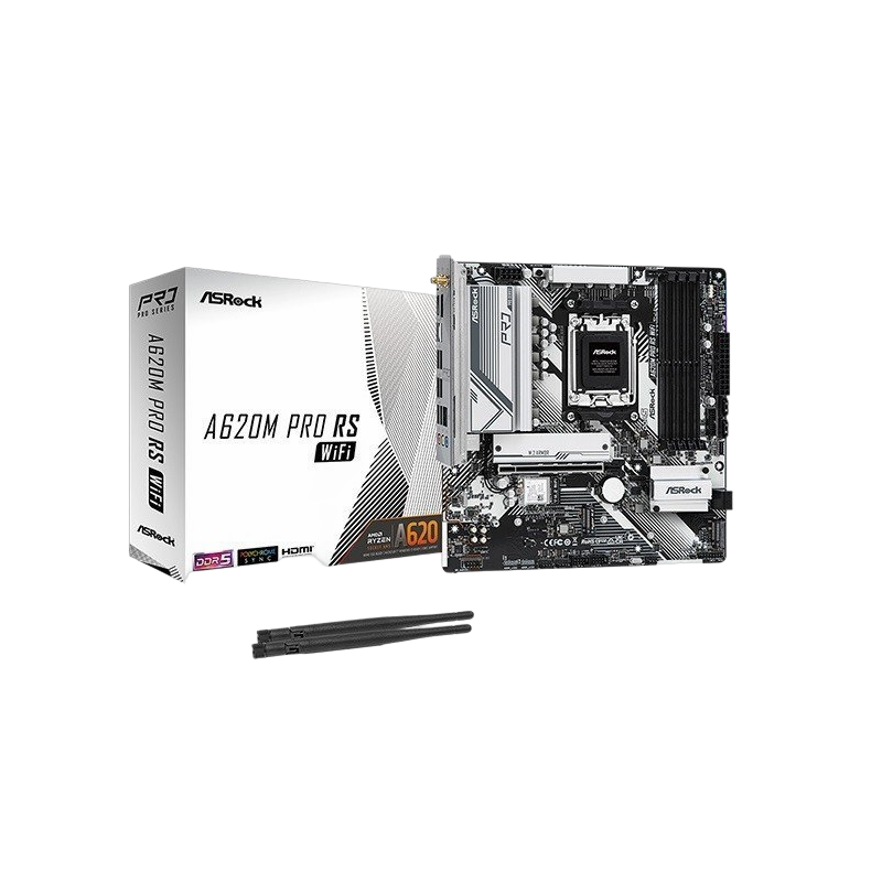 Płyta główna ASRock A620M PRO RS WIFI AM5 DDR5 mATX z HDMI i DP Płyta główna ASRock A620M PRO RS WIFI AM5 DDR5 mATX z HDMI i DP