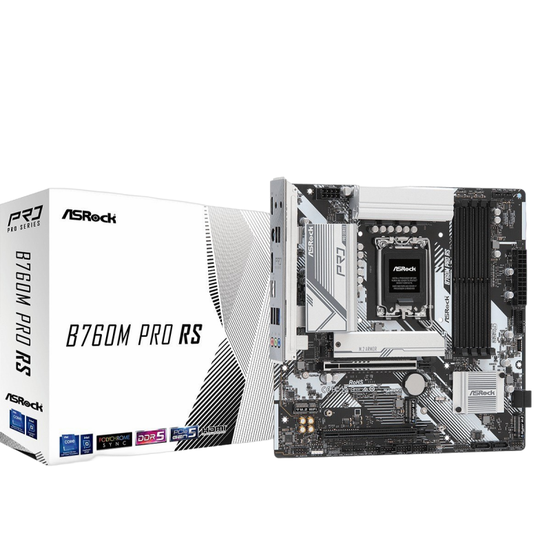 Płyta główna ASRock B760M Pro RS s1700 DDR5 mATX z PCIe 5.0 RGB Płyta główna ASRock B760M Pro RS s1700 DDR5 mATX z PCIe 5.0 RGB
