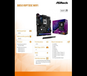 Płyta główna ASRock B850 Phantom Gaming Riptide WiFi ATX DDR5 4x