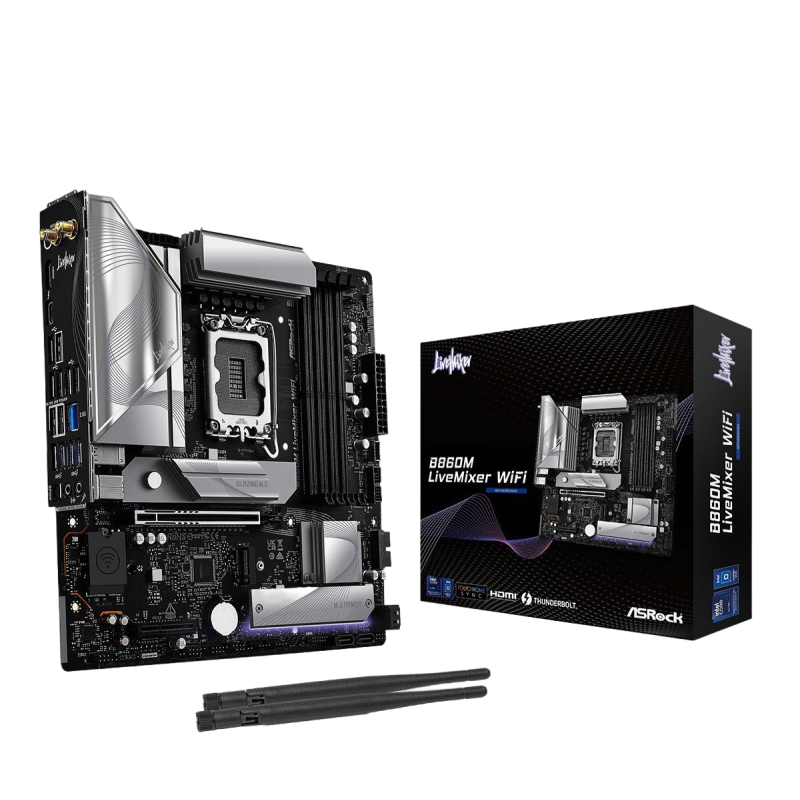 Płyta główna ASRock B860M LIVEMIXER WIFI mATX z DDR5 i Wi-Fi 6E Płyta główna ASRock B860M LIVEMIXER WIFI mATX z DDR5 i Wi-Fi 6E