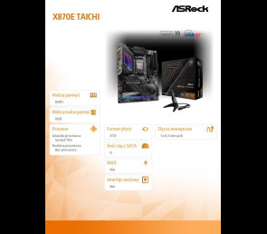 Płyta główna ASRock X870E TAICHI AM5 EATX 4DDR5 z M.2 USB4 wydajna