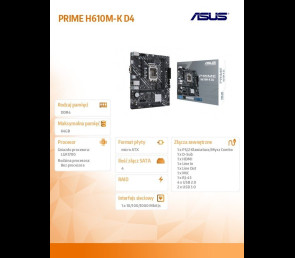 Płyta główna Asus PRIME H610M-K D4 mATX DDR4 z HDMI M.2