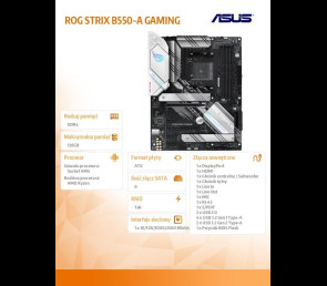 Płyta główna Asus ROG STRIX B550-A GAMING ATX AM4 PCIe 4 RGB wydajna gamingowa
