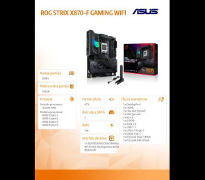Płyta główna Asus ROG STRIX X870-F GAMING WIFI DDR5 z HDMI USB-C WiFi 7