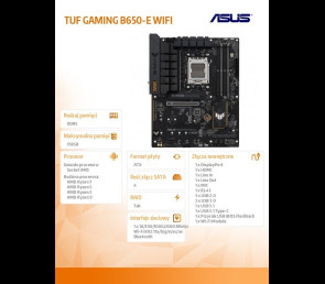 Płyta główna Asus TUF GAMING B650-E WIFI AM5 DDR5 ATX wydajna