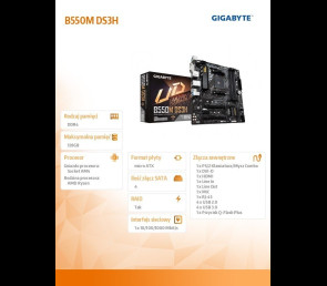 Płyta główna Gigabyte B550M DS3H AM4 mATX 4x DDR4 HDMI DVI