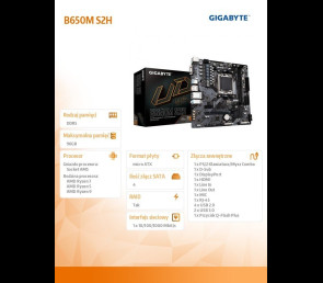 Płyta główna Gigabyte B650M S2H AM5 2DDR5 HDMI DP mATX gamingowa