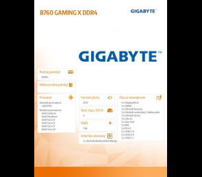 Płyta główna Gigabyte B760 GAMING X s1700 DDR4 ATX wydajna do gier