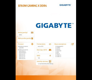 Płyta główna Gigabyte B760M GAMING X DDR4 mATX z HDMI i DisplayPort