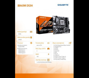 Płyta główna Gigabyte B840M DS3H AM5 DDR5 mATX HDMI 2DP