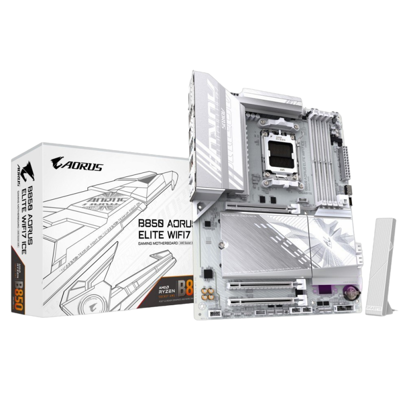 Płyta główna Gigabyte B850 A ELITE WIFI7 ICE z socket AM5 DDR5 OC Płyta główna Gigabyte B850 A ELITE WIFI7 ICE z socket AM5 DDR5 OC