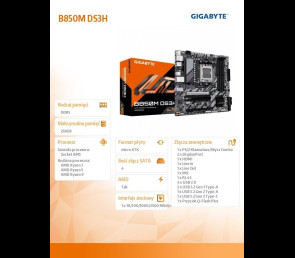 Płyta główna Gigabyte B850M DS3H micro ATX z gniazdem AMD AM5