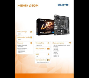 Płyta główna Gigabyte H610M H V3 DDR4 mATX z HDMI i USB