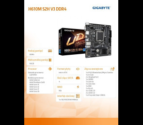 Płyta główna Gigabyte H610M S2H V3 DDR4 mATX LGA1700 Dual Channel