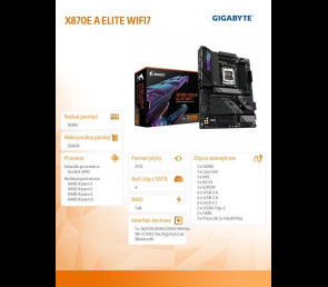 Płyta główna Gigabyte X870E A ELITE WIFI7 AM5 4DDR5 ATX z HDMI USB-C