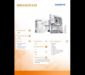 Płyta główna Gigabyte Z890 A ELITE X ICE Intel LGA1851 DDR5 z AI