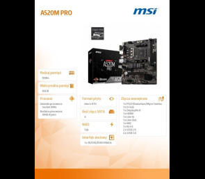 Płyta główna MSI A520M PRO AM4 mATX 2DDR4 HDMI USB 3.2 wydajna