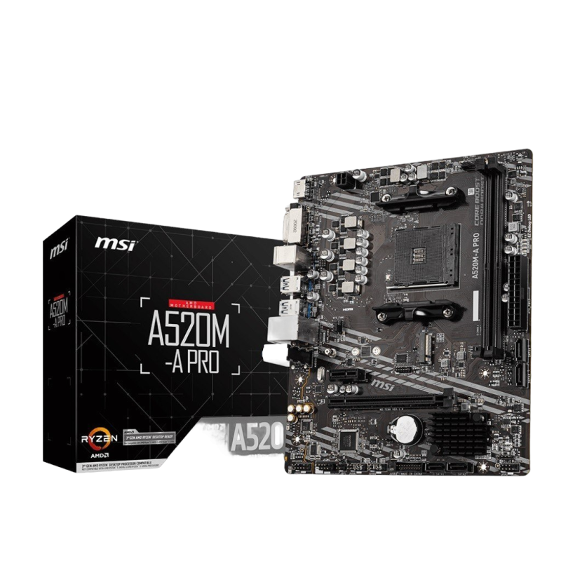 Płyta główna MSI A520M-A PRO AM4 mATX 2DDR4 DVI HDMI USB 3.2 Płyta główna MSI A520M-A PRO AM4 mATX 2DDR4 DVI HDMI USB 3.2