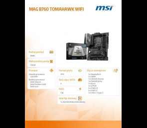 Płyta główna MSI MAG B760 TOMAHAWK WIFI ATX DDR5 z chłodzeniem