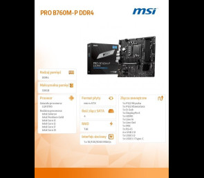 Płyta główna MSI PRO B760M-P DDR4 LGA1700 mATX z M.2 i HDMI